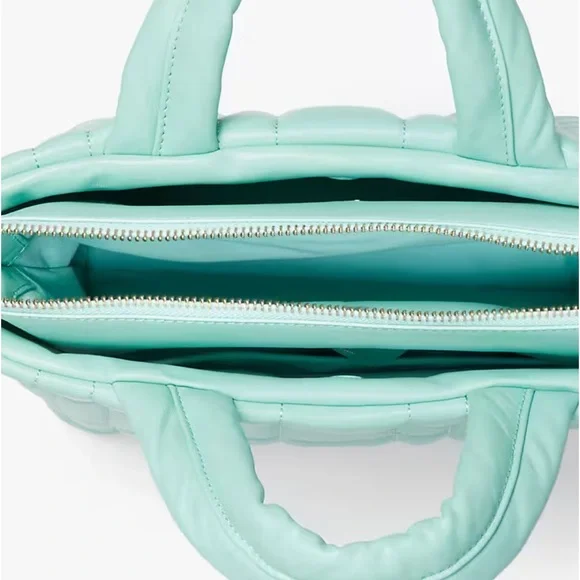 Kate Spade Softwhere Mini Tote in Summer Rain Quilted Leather Bag With Duster - Picture 8 of 11